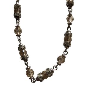 Vintage Banana Republic Crystal & Bead Costume Necklace 34" Lobster Clasp